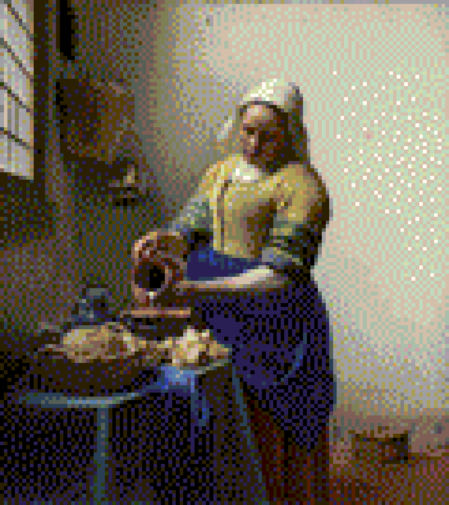 The Milmaid by Vermeer pixelated