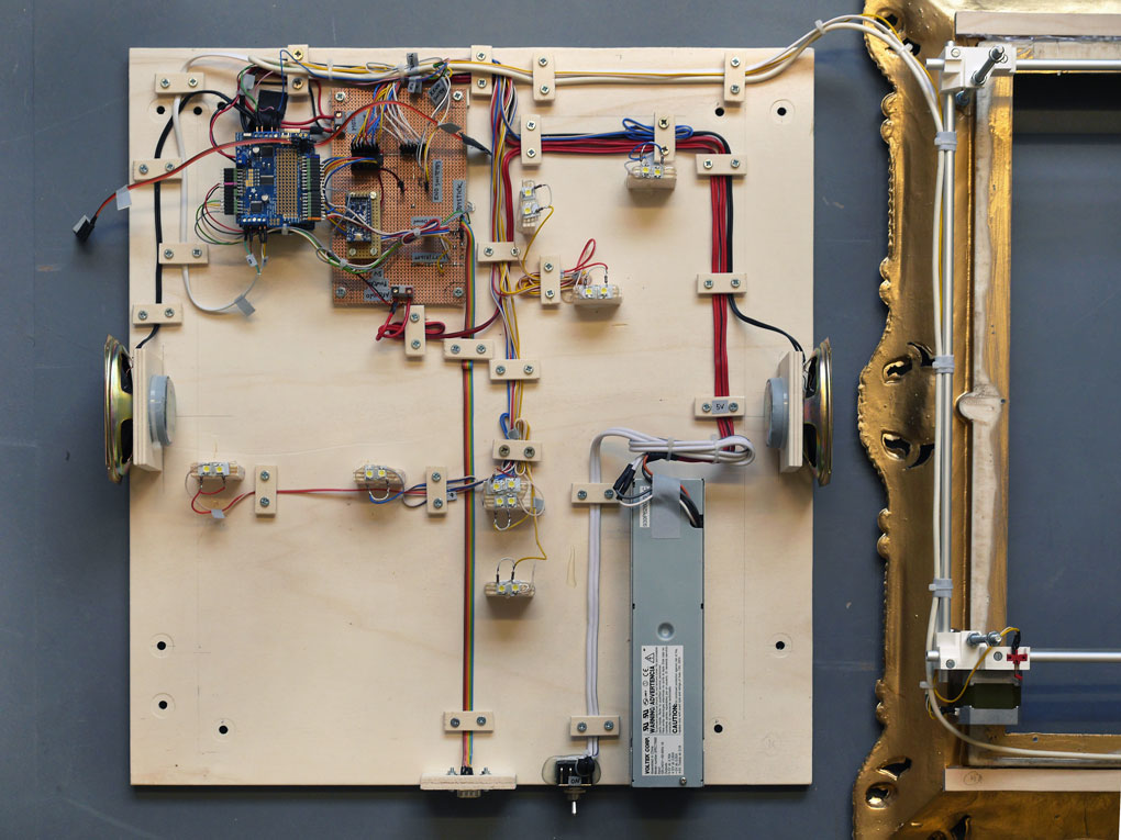Backboard with electronics attached