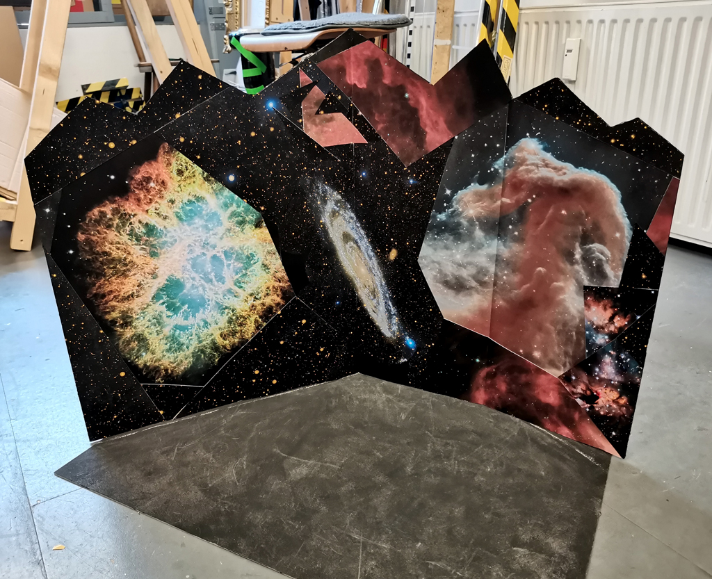 NASA images on cardboard