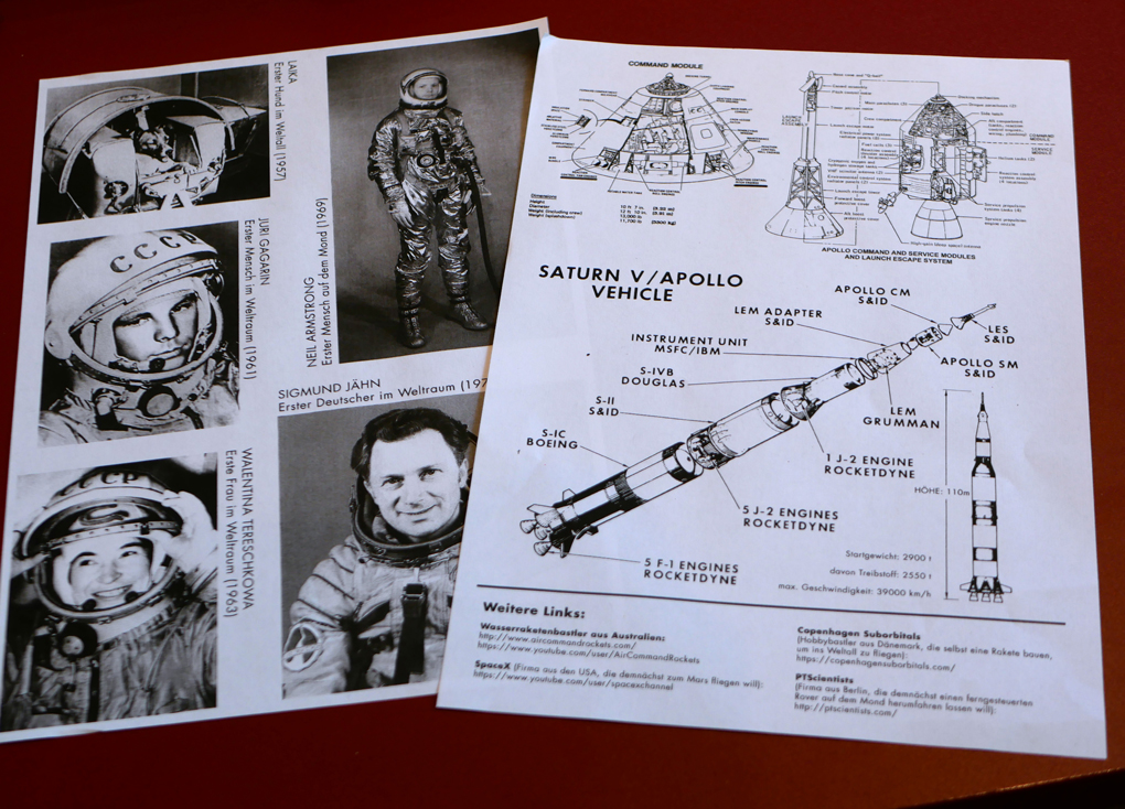 Space exploration info sheets
